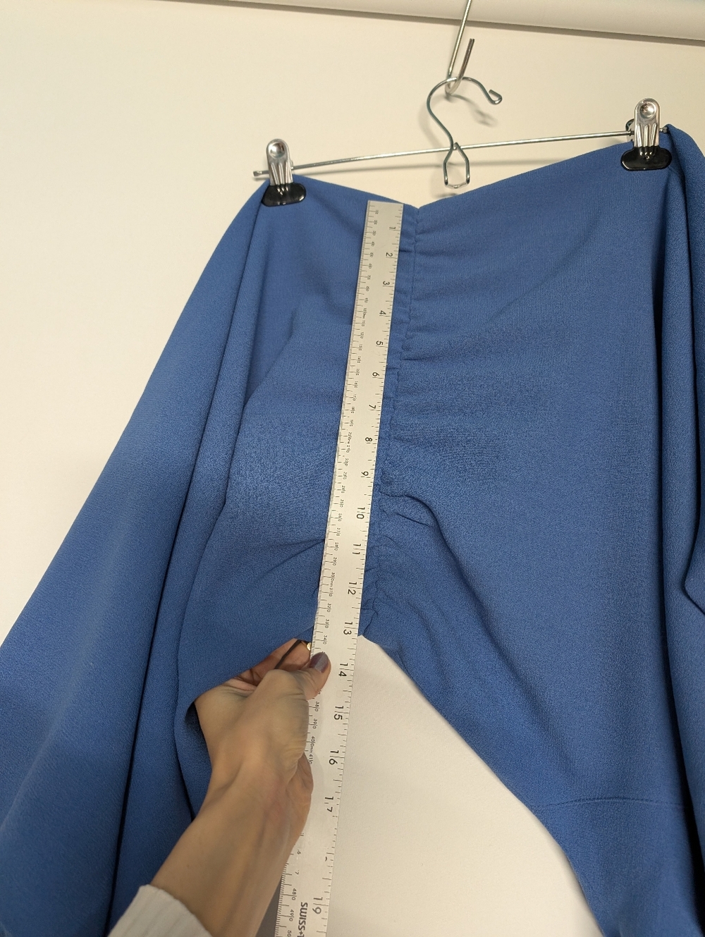 Elegant Blue Long-Sleeve Handmade Sapphire Vintage Bat Wing Pencil Dress Classic - Picture 11 of 13